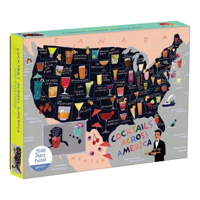 Galison USA Cocktail Map Puzzle 1000 Pieces