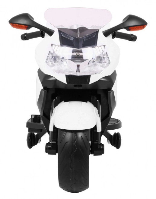 BMW K1300S Children's Battery Motorcycle White + Training Wheels + Sounds, Lights + Slow Start