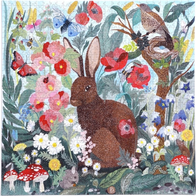 Eeboo hare and poppies square puzzle