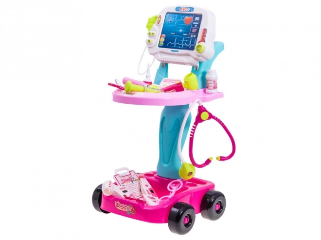 Doctor's Toy Set with Medical Trolley for Children – pink