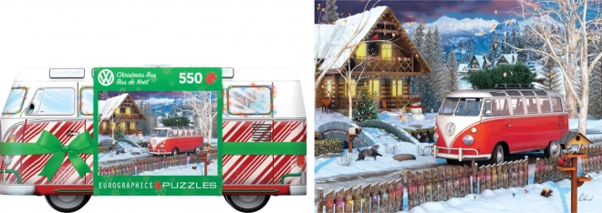 Eurographics Christmas Bus Volkswagen Tin Box Puzzle