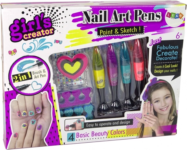 4 feutres colorés pour ongles pour une décoration précise