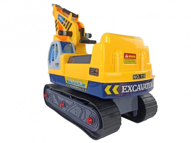 Large Ride-On Excavator with Yellow Helmet