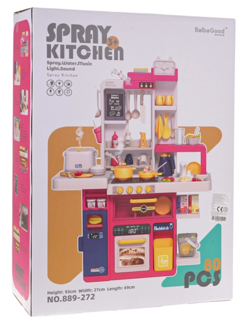 interactive kitchen playset with lights, sound, and water features