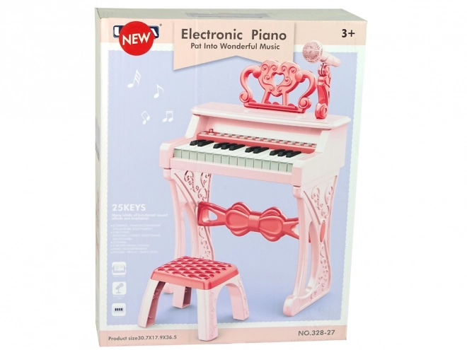 Electric Pink Keyboard with Chair for Kids