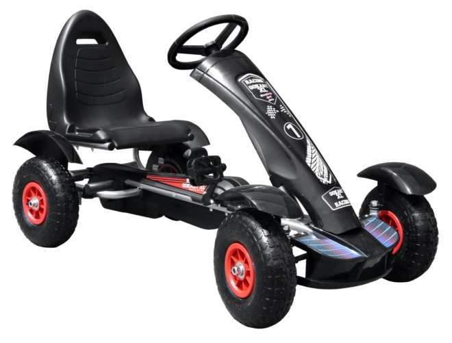 Racing Pedal Go-Kart XL for Children 3+ Black + Inflatable Wheels + Adjustable Seat + Freewheel