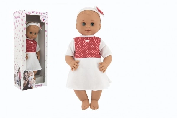 Blinking Hamiro Doll with White and Red Polka Dot Dress