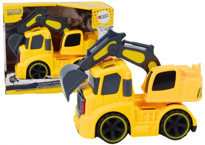 Adjustable Yellow Toy Excavator with Lights and Sounds