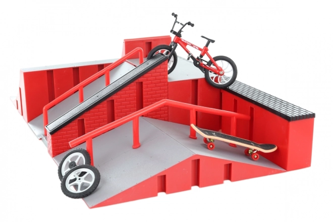 Skatepark Set with Skateboard and Bike