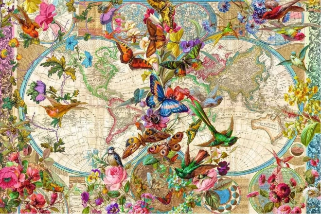 World Map Jigsaw Puzzle 3000 Pieces Flora and Fauna