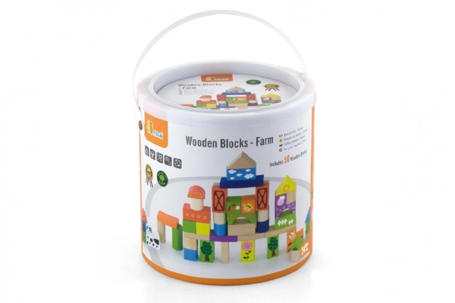 Wooden Building Blocks Farm Set