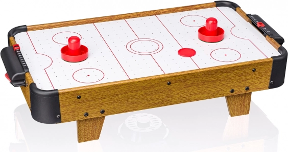 Tafel-airhockey van hout – compacte familiespel