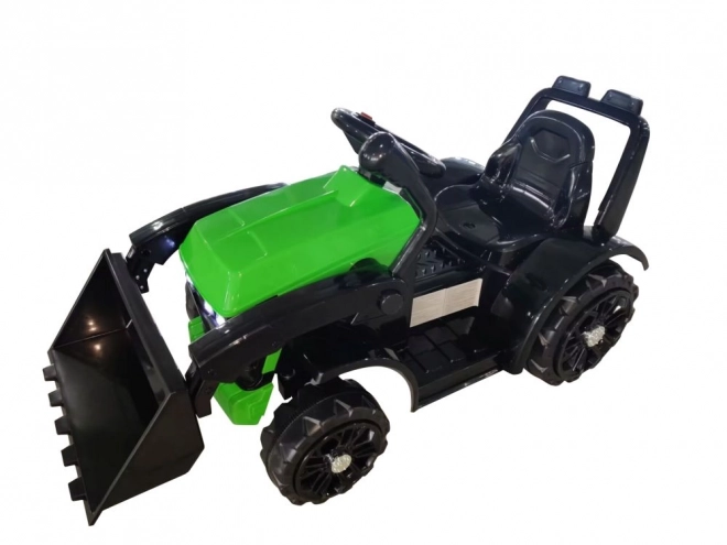 Green Battery-Powered Tractor with Horn and Bucket