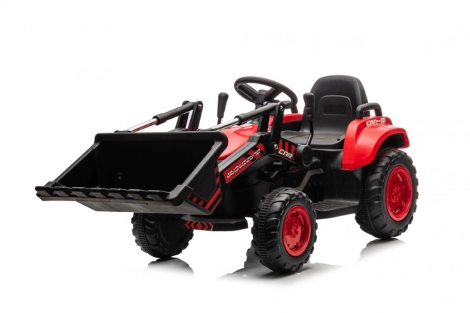 Trattore rosso per bambini con batteria ricaricabile e pala