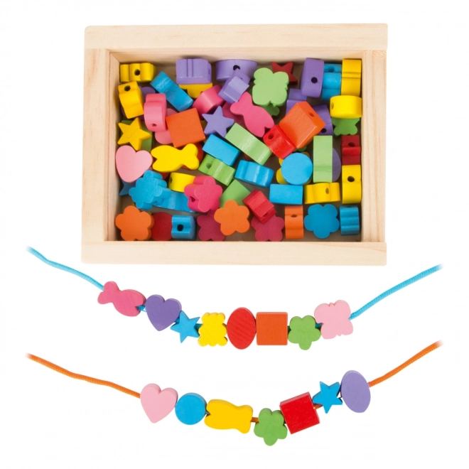 Small Foot Wooden Bead Stringing Shapes in Box