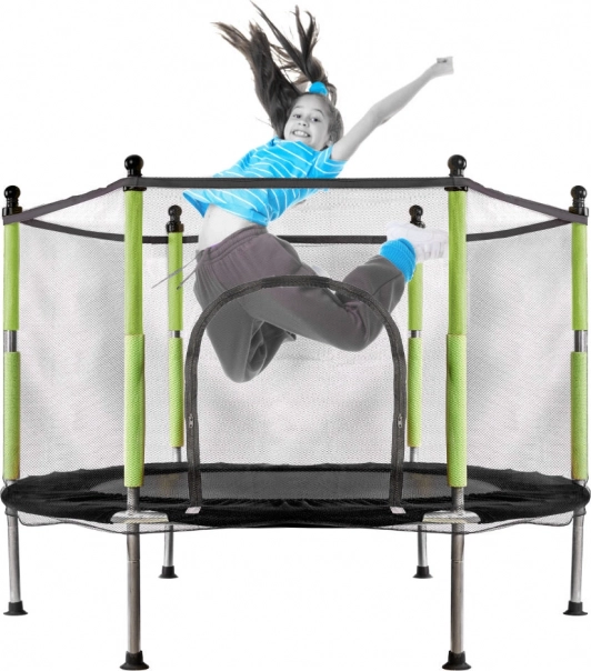 trampolino da giardino per bambini con rete verde 140 cm