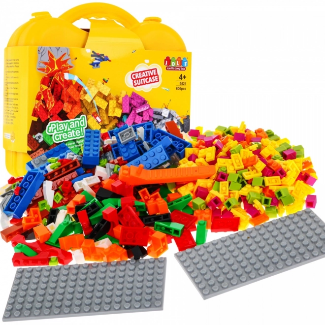 Colorful Building Block Set 600 Pieces for Kids 4+ with Carrying Case