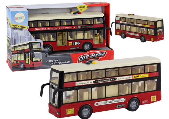 Red Double-Decker City Bus with Lights and Sounds