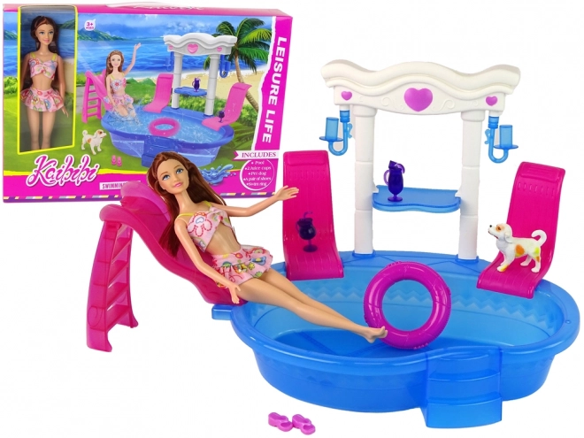 Children's Doll Playset with Pool and Slide