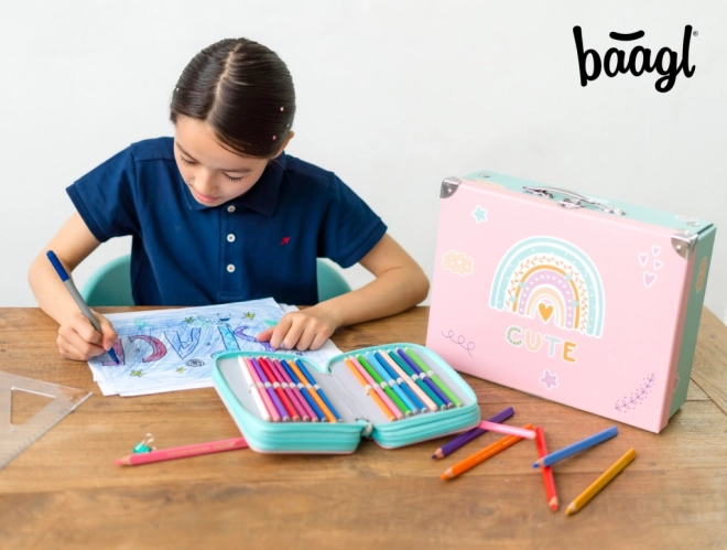 Foldable School Briefcase with Rainbow Design