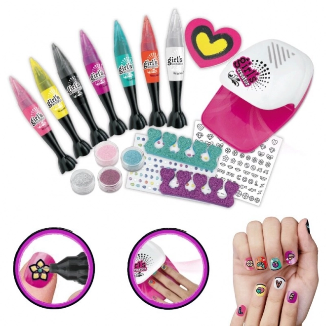 Large Nail Art Kit with Glitter Pens