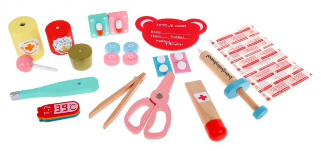 Wooden Doctor Set for Kids 3+ with Educational Booklets and Stickers