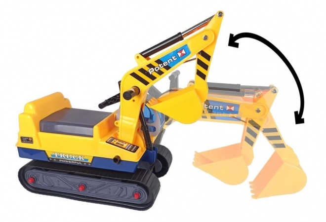 Large Ride-On Excavator with Yellow Helmet