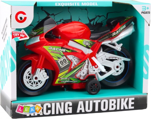 Giocattolo moto da corsa con effetti di luci e suoni rosso