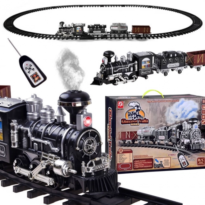 Remote Controlled Train Set with Locomotive and Carriages