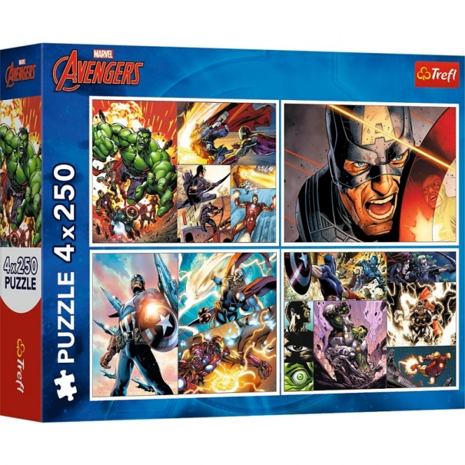 Heroic Days Avengers Puzzles 4x250 Pieces