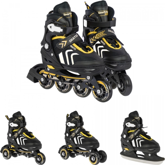 3-in-1: in-line, quad, and ice skates