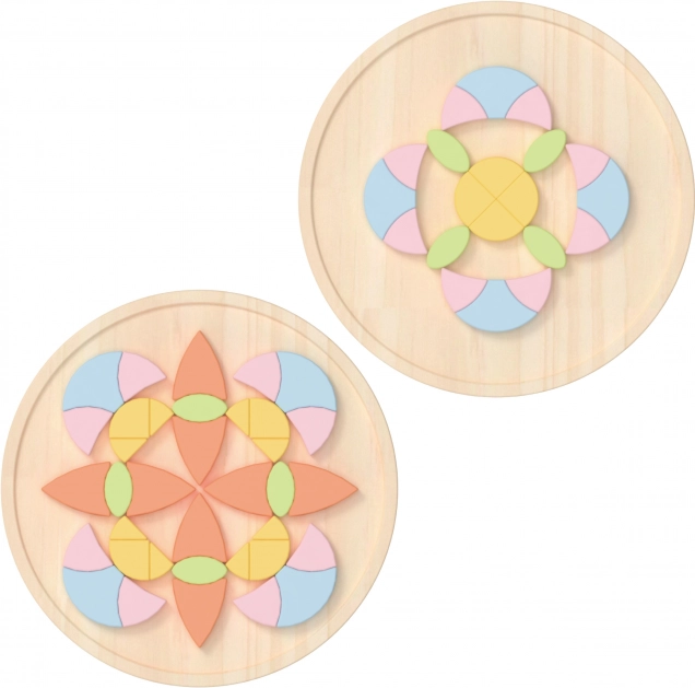 Pastelová mandala Montessori mozaika květiny