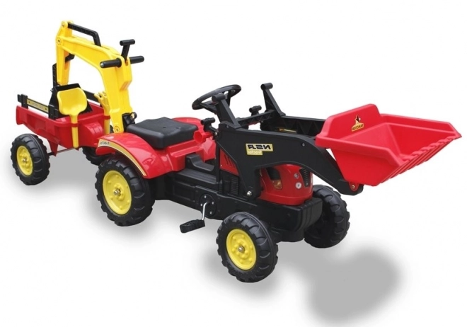 Pedal Tractor with Trailer and Loader - Red