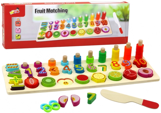 Educational Wooden Sorting Board for Math Learning with Fruits