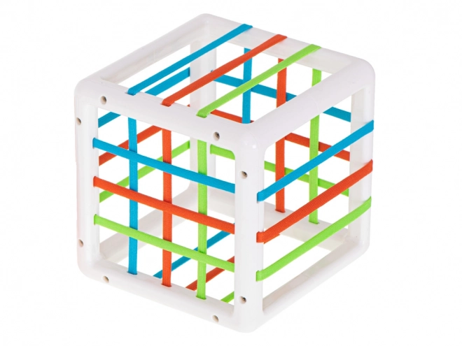 Elastic shape sorting cube toy