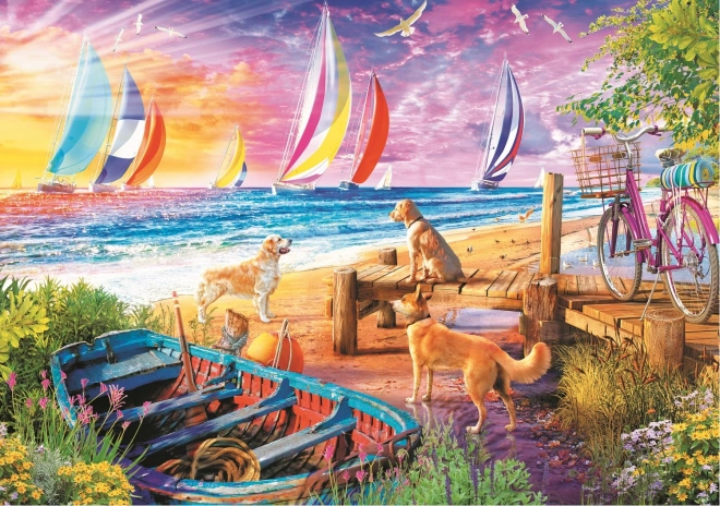 Trefl Puzzle Vacay Time View of Sailboats 1000 Pieces