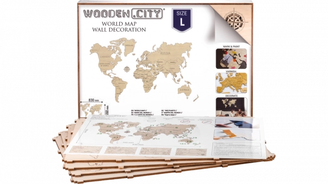 Wooden World Map WOODEN CITY Large
