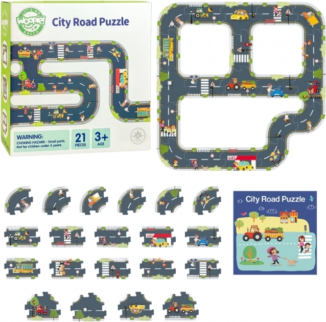 Woopie Green Stadtpuzzle für Kinder - Autorennbahn
