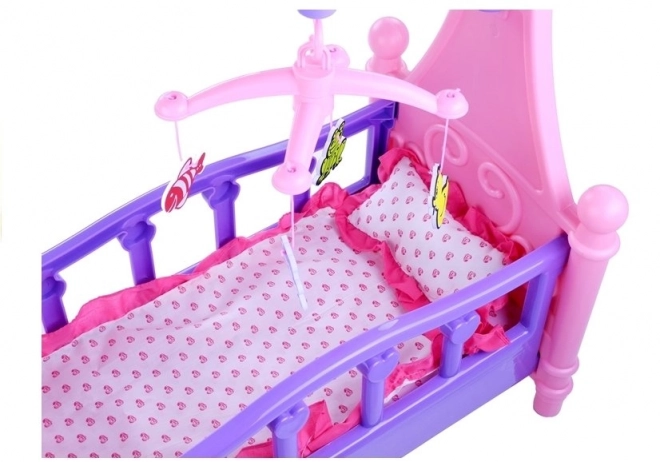 Large Doll Crib with Mobile and Bedding