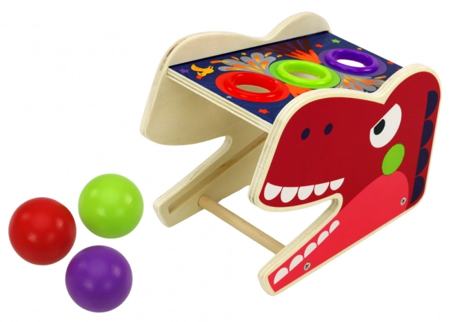 2-in-1 Dinosaur Xylophone Hammer Toy Wood Red