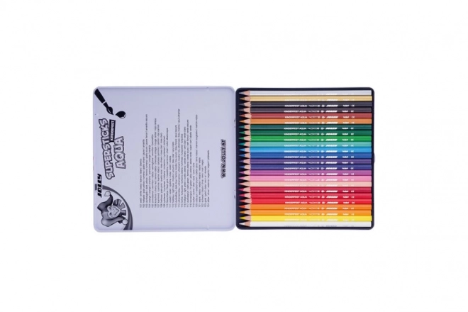 Supersticks Aqua Colored Pencils 24 Colors in Metal Case