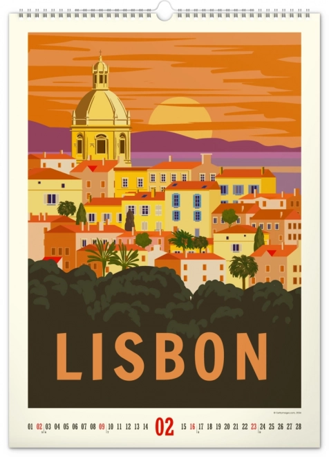 Wall calendar travel posters - world cities 2025