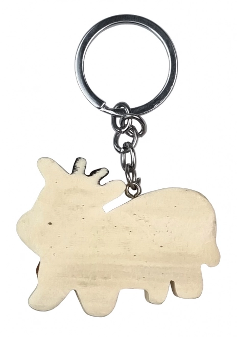 Large Wooden Cow Keychain