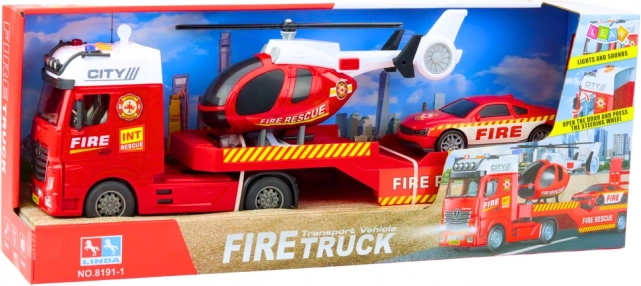 Set pompieri per bambini con camion, elicottero e autopompa