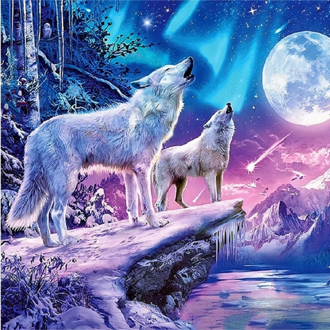 Diamond Painting – Wolves Under the Full Moon 30 × 40 cm