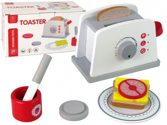 wooden breakfast toaster set for children