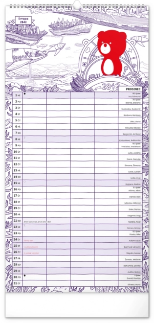 Family Planner Calendar with Teribear Illustrations 2025