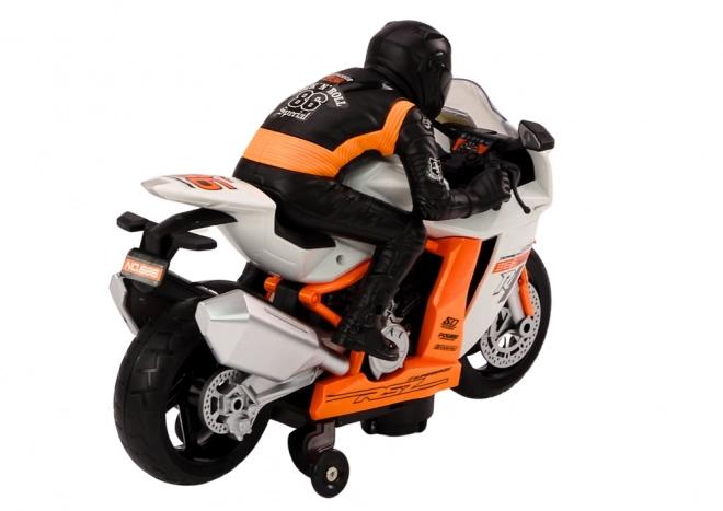 Interactive White Motorcycle Toy with Lights and Sounds