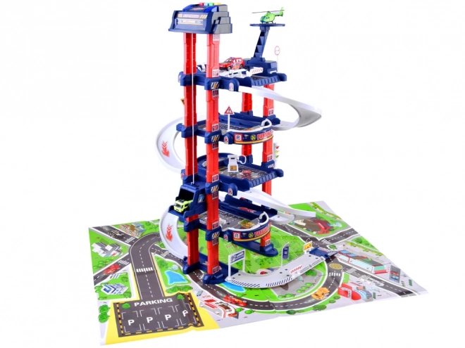 Large Parking Garage with Electric Lift and Car Track