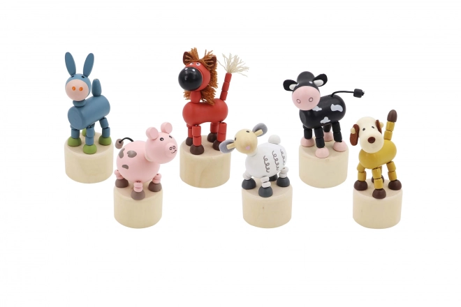 Farm Animals Wooden Push Puppets